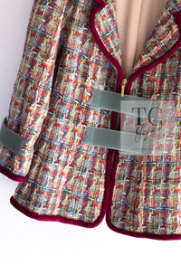 CHANEL 17S Multicolor Tweed Zipper Jacket with Plum Trim & Velcro Accent 38 シャネル マルチカラー プラムトリム ツイード ジッパー ジャケット マジックテープ 装飾 即発