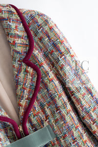 CHANEL 17S Multicolor Tweed Zipper Jacket with Plum Trim & Velcro Accent 38 シャネル マルチカラー プラムトリム ツイード ジッパー ジャケット マジックテープ 装飾 即発