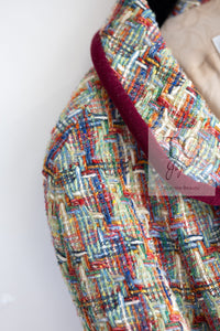 CHANEL 17S Multicolor Tweed Zipper Jacket with Plum Trim & Velcro Accent 38 シャネル マルチカラー プラムトリム ツイード ジッパー ジャケット マジックテープ 装飾 即発