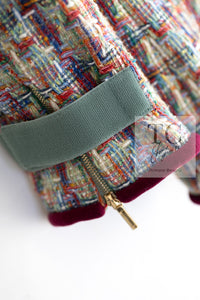 CHANEL 17S Multicolor Tweed Zipper Jacket with Plum Trim & Velcro Accent 38 シャネル マルチカラー プラムトリム ツイード ジッパー ジャケット マジックテープ 装飾 即発