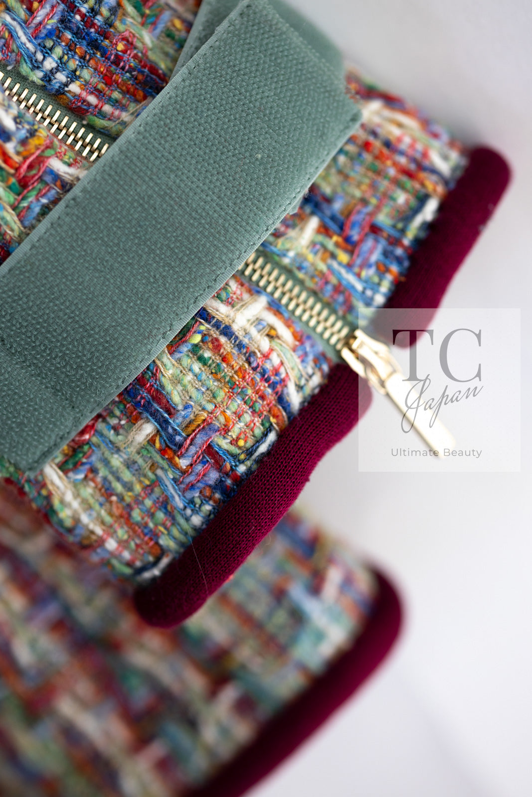 CHANEL 17S Multicolor Tweed Zipper Jacket with Plum Trim & Velcro Accent 38 シャネル マルチカラー プラムトリム ツイード ジッパー ジャケット マジックテープ 装飾 即発