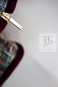 CHANEL 17S Multicolor Tweed Zipper Jacket with Plum Trim & Velcro Accent 38 シャネル マルチカラー プラムトリム ツイード ジッパー ジャケット マジックテープ 装飾 即発