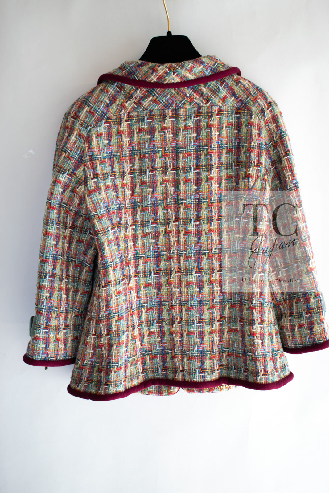 CHANEL 17S Multicolor Tweed Zipper Jacket with Plum Trim & Velcro Accent 38 シャネル マルチカラー プラムトリム ツイード ジッパー ジャケット マジックテープ 装飾 即発