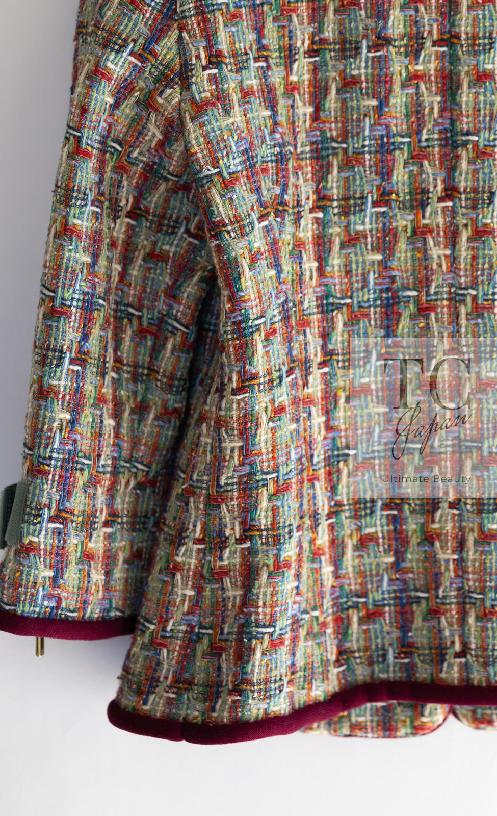 CHANEL 17S Multicolor Tweed Zipper Jacket with Plum Trim & Velcro Accent 38 シャネル マルチカラー プラムトリム ツイード ジッパー ジャケット マジックテープ 装飾 即発