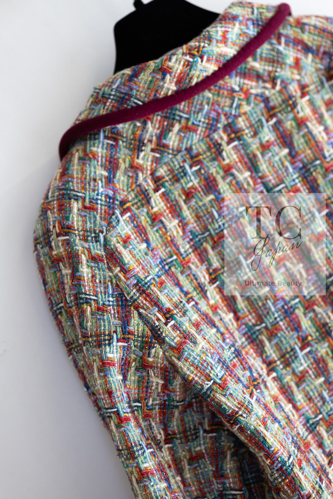 CHANEL 17S Multicolor Tweed Zipper Jacket with Plum Trim & Velcro Accent 38 シャネル マルチカラー プラムトリム ツイード ジッパー ジャケット マジックテープ 装飾 即発