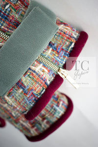 CHANEL 17S Multicolor Tweed Zipper Jacket with Plum Trim & Velcro Accent 38 シャネル マルチカラー プラムトリム ツイード ジッパー ジャケット マジックテープ 装飾 即発