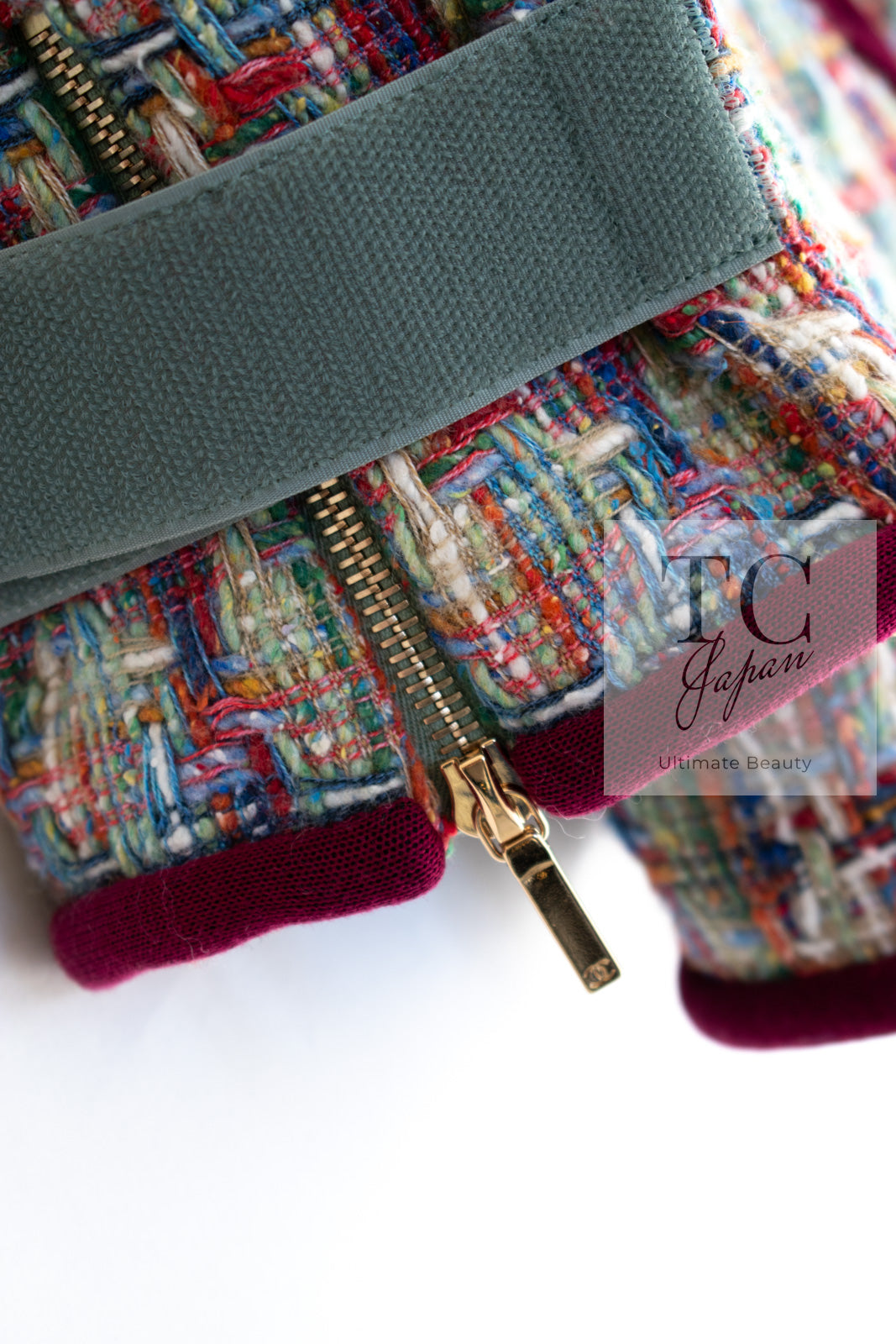 CHANEL 17S Multicolor Tweed Zipper Jacket with Plum Trim & Velcro Accent 38 シャネル マルチカラー プラムトリム ツイード ジッパー ジャケット マジックテープ 装飾 即発