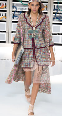 CHANEL 17S Multicolor Tweed Zipper Jacket with Plum Trim & Velcro Accent 38 シャネル マルチカラー プラムトリム ツイード ジッパー ジャケット マジックテープ 装飾 即発