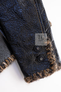 CHANEL 17B Black Lambskin Leather Chain Trim Jacket 36 シャネル ブラック ラム スキン レザー チェーン トリム ジャケット 即発