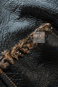 CHANEL 17B Black Lambskin Leather Chain Trim Jacket 36 シャネル ブラック ラム スキン レザー チェーン トリム ジャケット 即発
