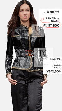CHANEL 17B Black Lambskin Leather Chain Trim Jacket 36 シャネル ブラック ラム スキン レザー チェーン トリム ジャケット 即発