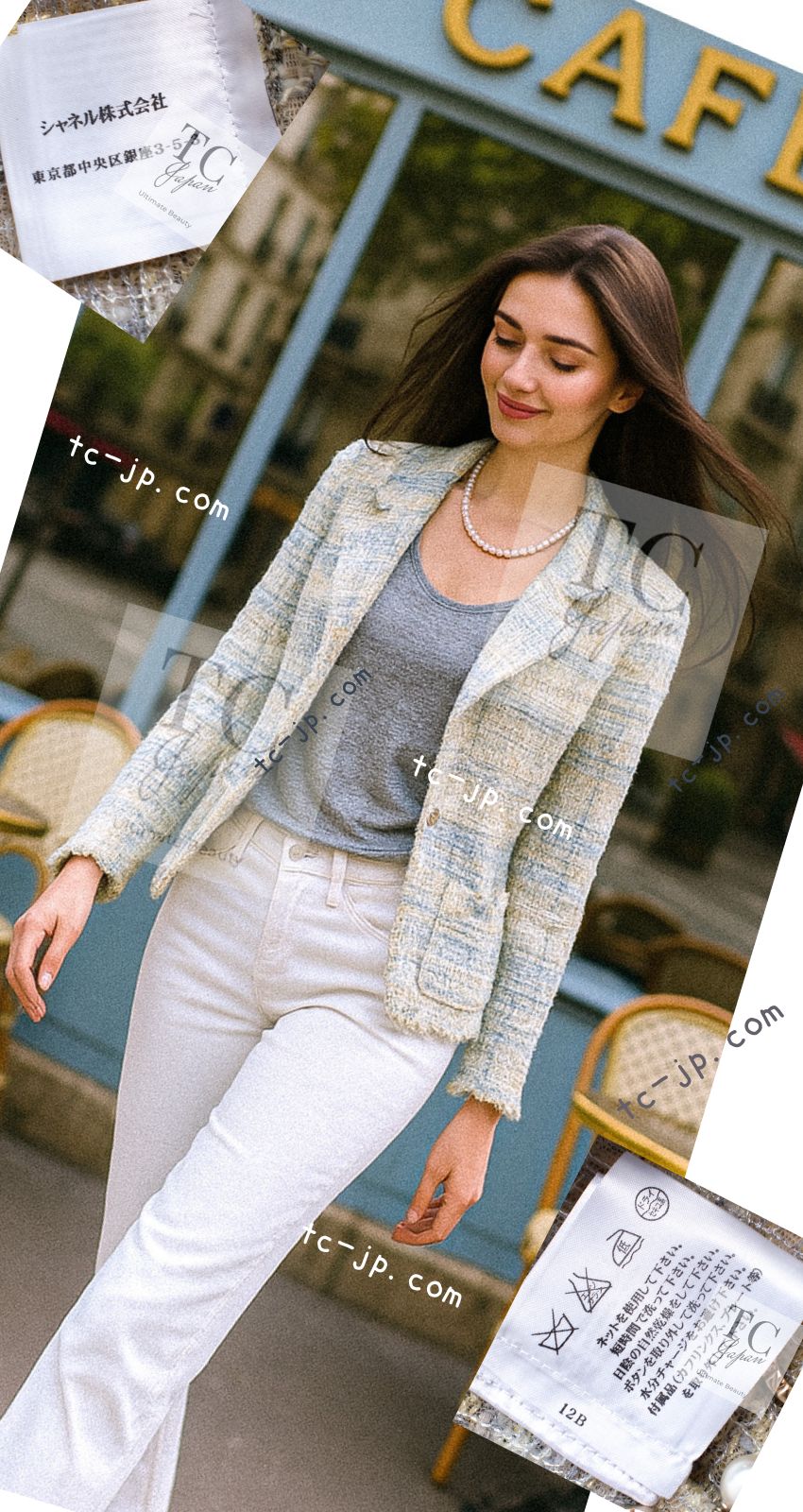 CHANEL 05S Gray Yellow Mint Tweed Jacket 36 シャネル グレー イエロー ミント ツイード ジャケット 即発