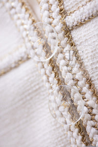 CHANEL 17PF Ivory Creme Gold Trim Wool Tweed Jacket 38 シャネル アイボリー クリーム ゴールド トリミング ウール ジャケット 即発