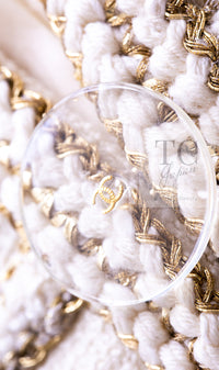 CHANEL 17PF Ivory Creme Gold Trim Wool Tweed Jacket 38 シャネル アイボリー クリーム ゴールド トリミング ウール ジャケット 即発
