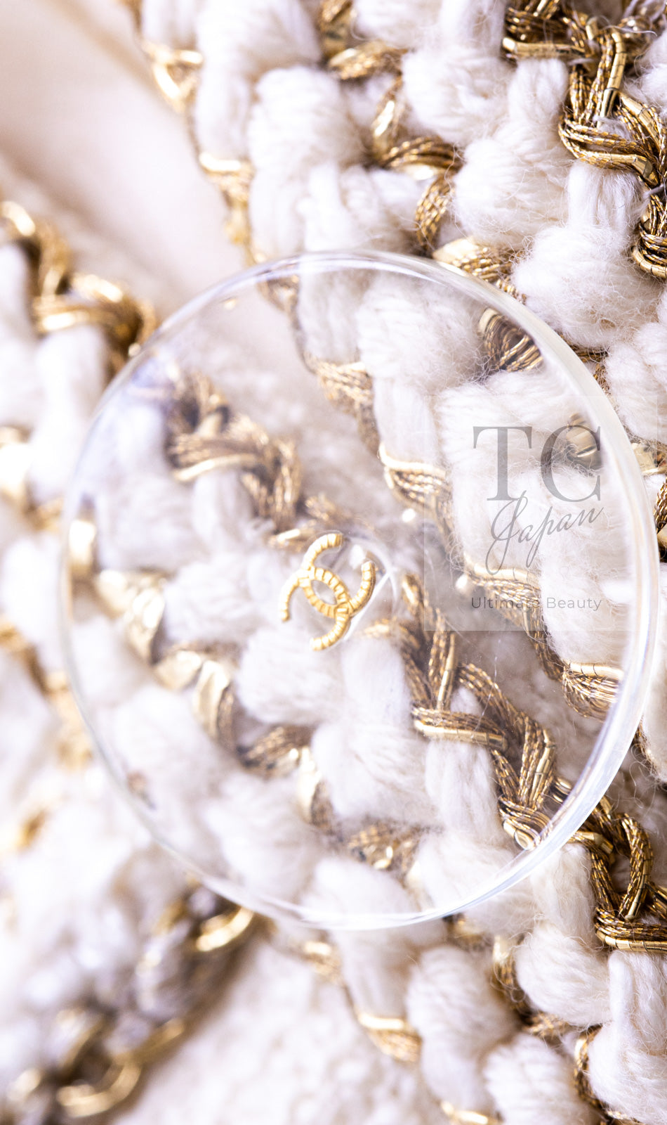 CHANEL 17PF Ivory Creme Gold Trim Wool Tweed Jacket 38 シャネル アイボリー クリーム ゴールド トリミング ウール ジャケット 即発