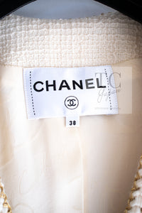 CHANEL 17PF Ivory Creme Gold Trim Wool Tweed Jacket 38 シャネル アイボリー クリーム ゴールド トリミング ウール ジャケット 即発