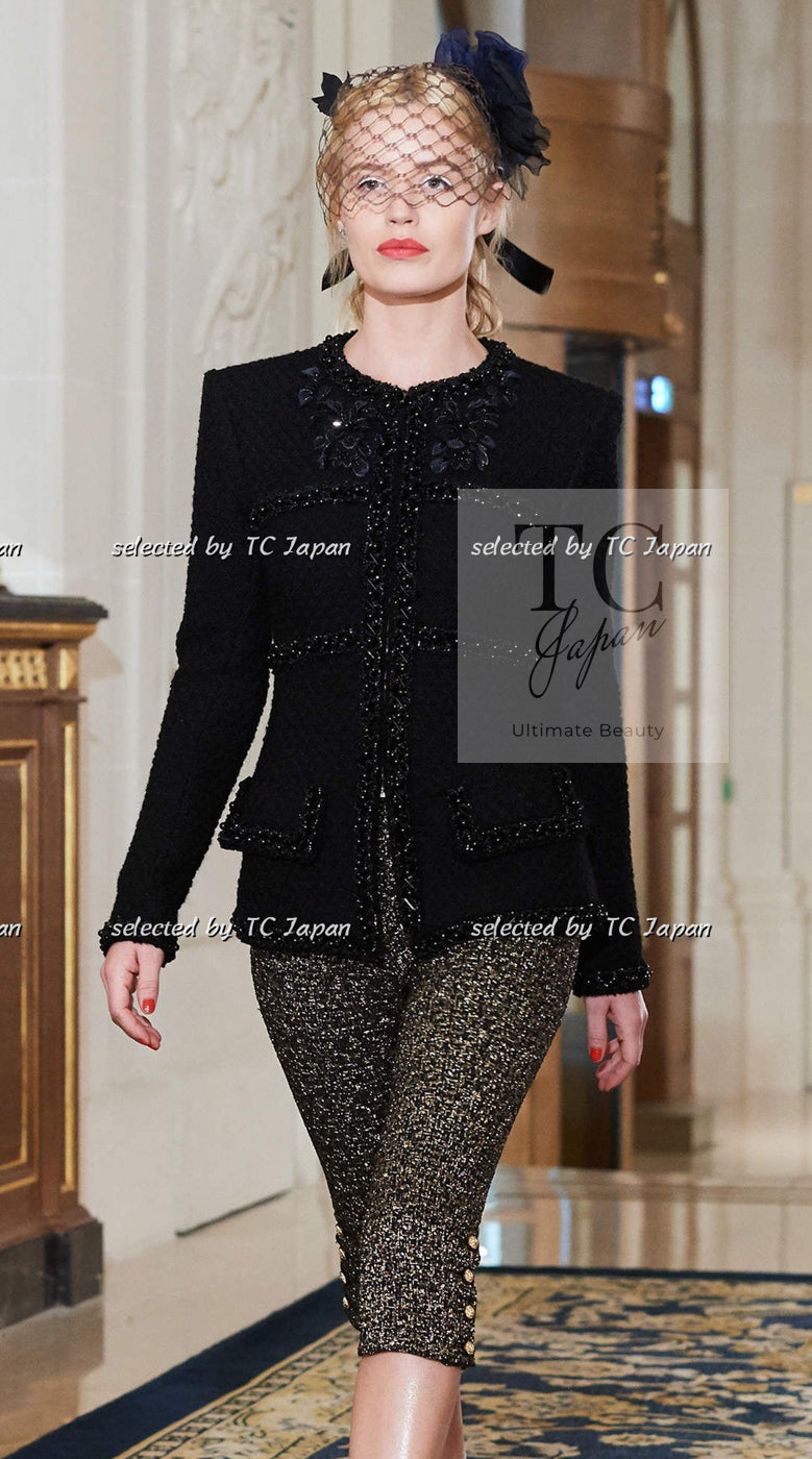CHANEL 17PF Ivory Creme Gold Trim Wool Tweed Jacket 38 シャネル アイボリー クリーム ゴールド トリミング ウール ジャケット 即発