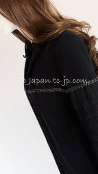 CHANEL Black Chain Trim Cotton Jacket 38 シャネル ブラック チェーン トリミング コットン ジャケット 即発