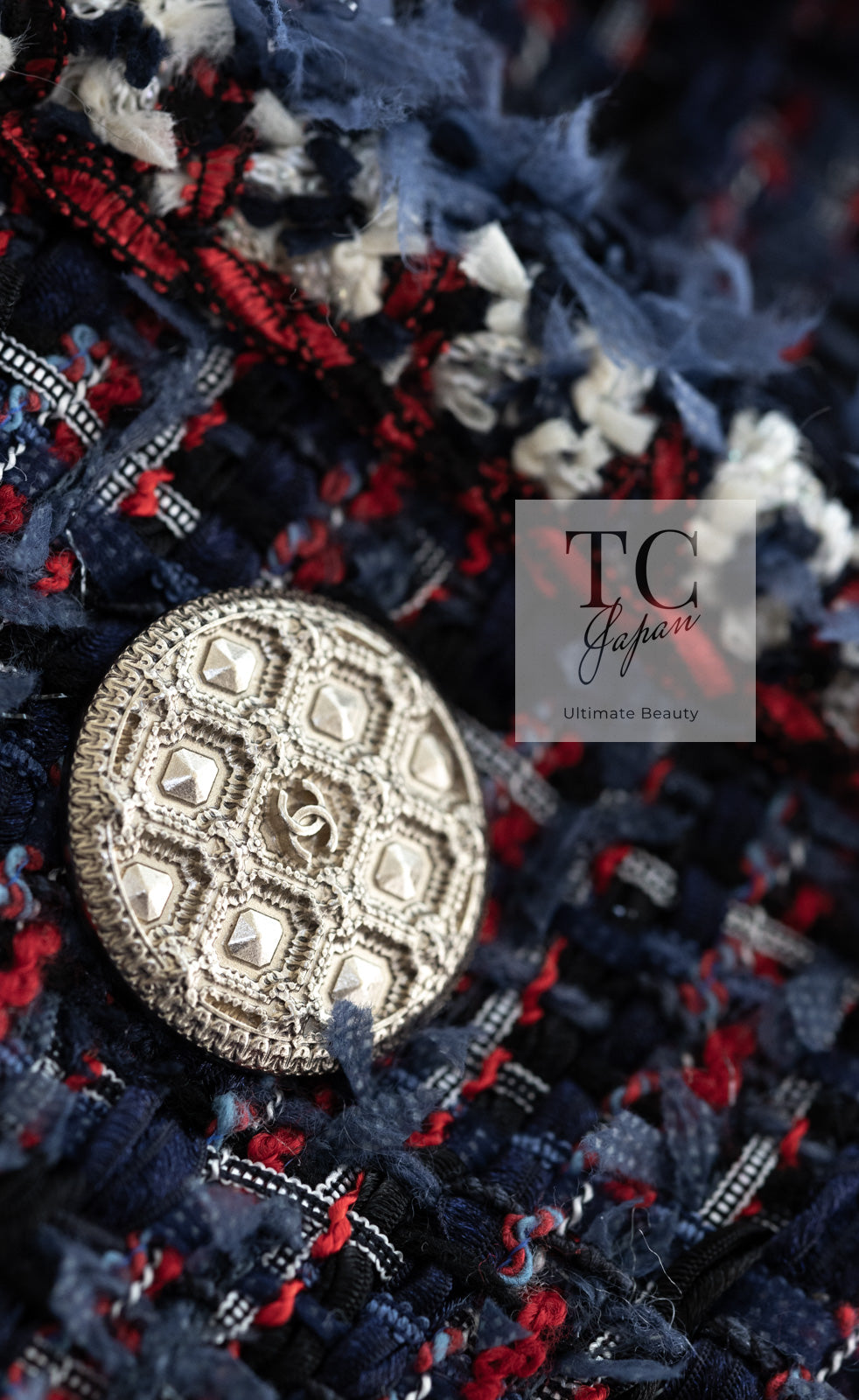 CHANEL 13C Navy Purple Red Ribbon Versailles Lesage Tweed Jacket 46 48 シャネル ネイビー パープル レッド リボン ベルサイユ ルサージュ ツイード ジャケット 即発