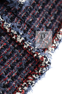 CHANEL 13C Navy Purple Red Ribbon Versailles Lesage Tweed Jacket 46 48 シャネル ネイビー パープル レッド リボン ベルサイユ ルサージュ ツイード ジャケット 即発