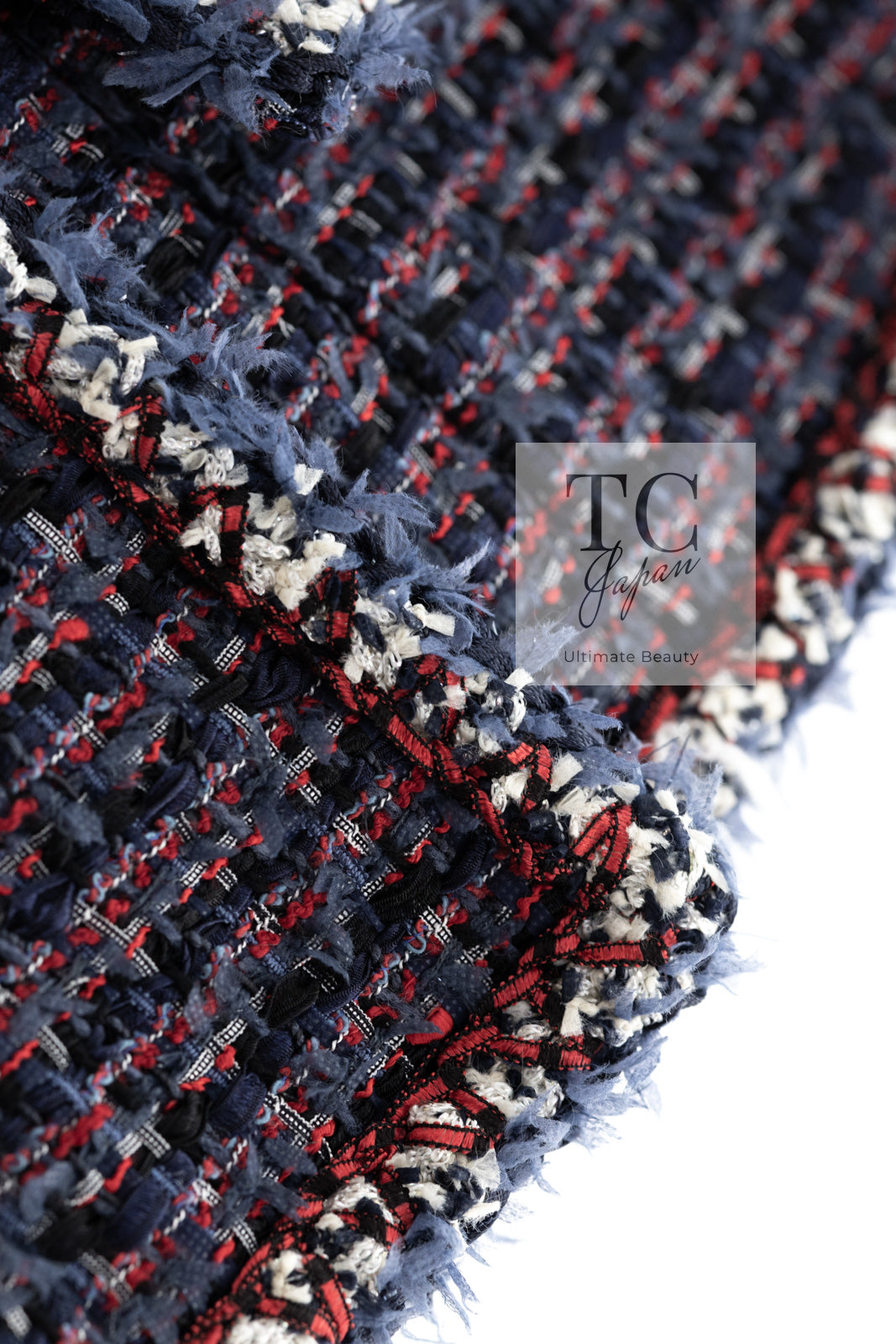 CHANEL 13C Navy Purple Red Ribbon Versailles Lesage Tweed Jacket 46 48 シャネル ネイビー パープル レッド リボン ベルサイユ ルサージュ ツイード ジャケット 即発