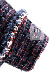 CHANEL 13C Navy Purple Red Ribbon Versailles Lesage Tweed Jacket 46 48 シャネル ネイビー パープル レッド リボン ベルサイユ ルサージュ ツイード ジャケット 即発