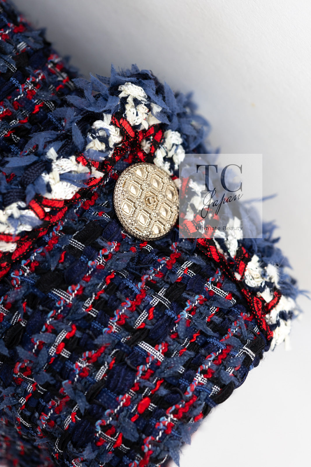 CHANEL 13C Navy Purple Red Ribbon Versailles Lesage Tweed Jacket 46 48 シャネル ネイビー パープル レッド リボン ベルサイユ ルサージュ ツイード ジャケット 即発