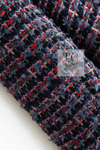 CHANEL 13C Navy Purple Red Ribbon Versailles Lesage Tweed Jacket 46 48 シャネル ネイビー パープル レッド リボン ベルサイユ ルサージュ ツイード ジャケット 即発