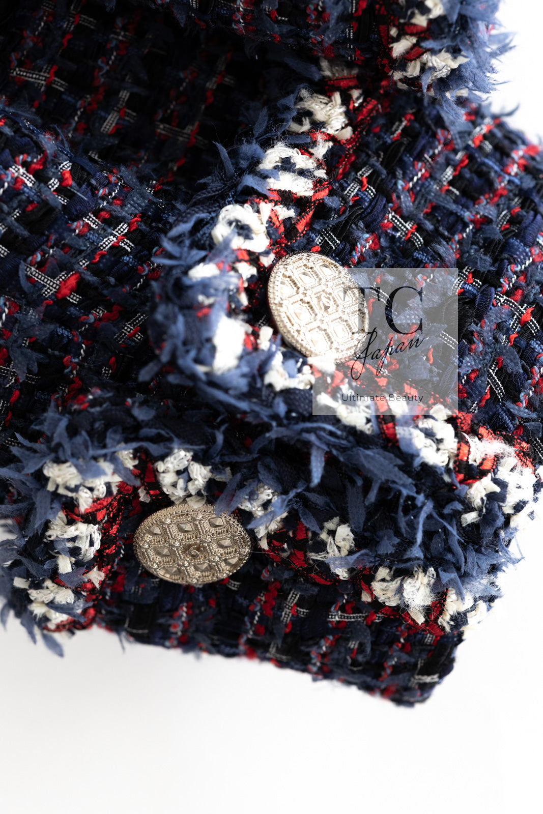 CHANEL 13C Navy Purple Red Ribbon Versailles Lesage Tweed Jacket 46 48 シャネル ネイビー パープル レッド リボン ベルサイユ ルサージュ ツイード ジャケット 即発