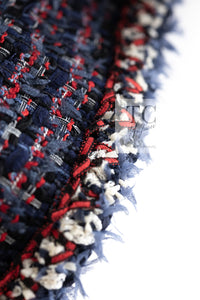 CHANEL 13C Navy Purple Red Ribbon Versailles Lesage Tweed Jacket 46 48 シャネル ネイビー パープル レッド リボン ベルサイユ ルサージュ ツイード ジャケット 即発