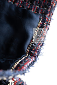 CHANEL 13C Navy Purple Red Ribbon Versailles Lesage Tweed Jacket 46 48 シャネル ネイビー パープル レッド リボン ベルサイユ ルサージュ ツイード ジャケット 即発