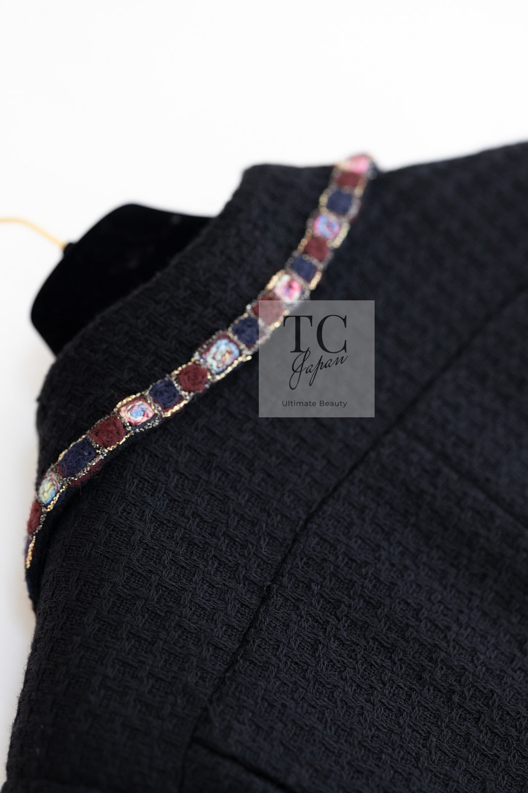 CHANEL 11PF Black Gripoix Button Wool Tweed Jacket Coat 36 38 シャネル ブラック グリポア 宝石 ボタン ウール ツイード ジャケット コート 即発