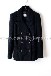 CHANEL 01A Black Double Wool Jacket Coat 38 シャネル ブラック ウール ダブル ジャケット コート 即発