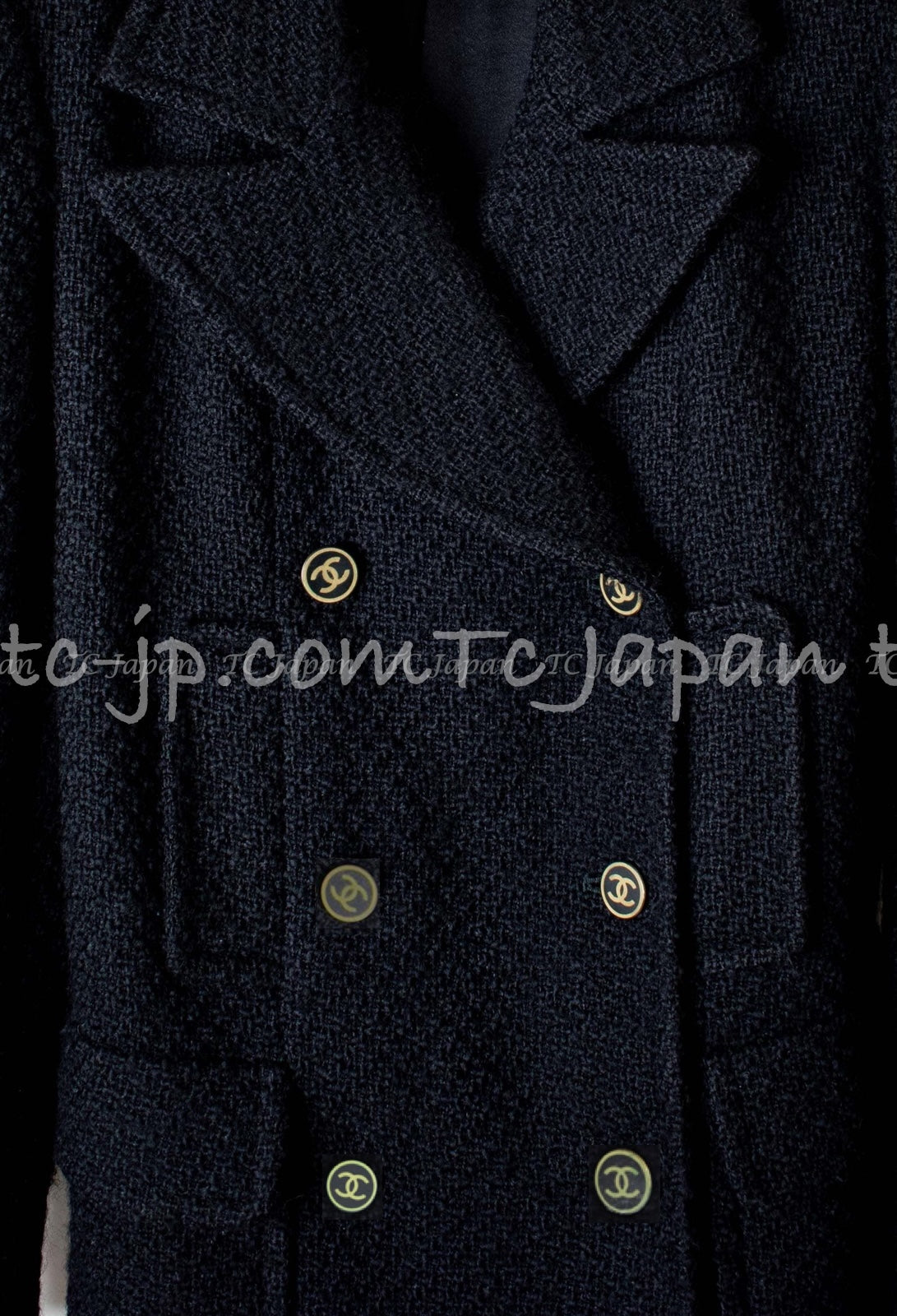 CHANEL 01A Black Double Wool Jacket Coat 38 シャネル ブラック ウール ダブル ジャケット コート 即発