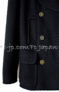 CHANEL 01A Black Double Wool Jacket Coat 38 シャネル ブラック ウール ダブル ジャケット コート 即発