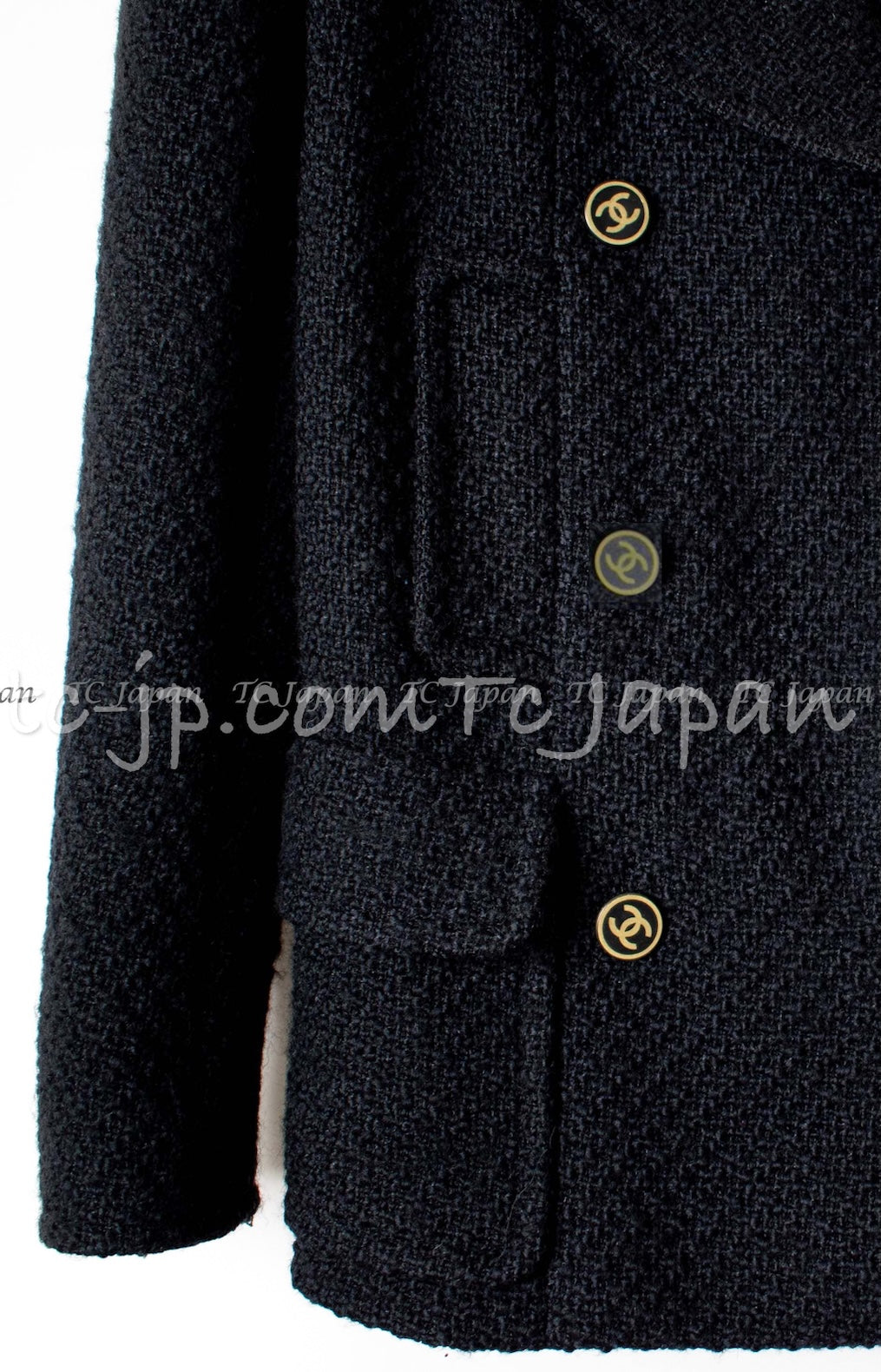 CHANEL 01A Black Double Wool Jacket Coat 38 シャネル ブラック ウール ダブル ジャケット コート 即発