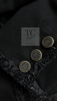 CHANEL 17C Black Cotton Denim Collarless Jacket 36 シャネル ブラック コットン デニム ノーカラー ジャケット 即発