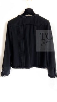CHANEL 17C Black Cotton Denim Collarless Jacket 36 シャネル ブラック コットン デニム ノーカラー ジャケット 即発