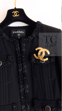CHANEL 17C Black Cotton Denim Collarless Jacket 36 シャネル ブラック コットン デニム ノーカラー ジャケット 即発