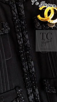 CHANEL 17C Black Cotton Denim Collarless Jacket 36 シャネル ブラック コットン デニム ノーカラー ジャケット 即発