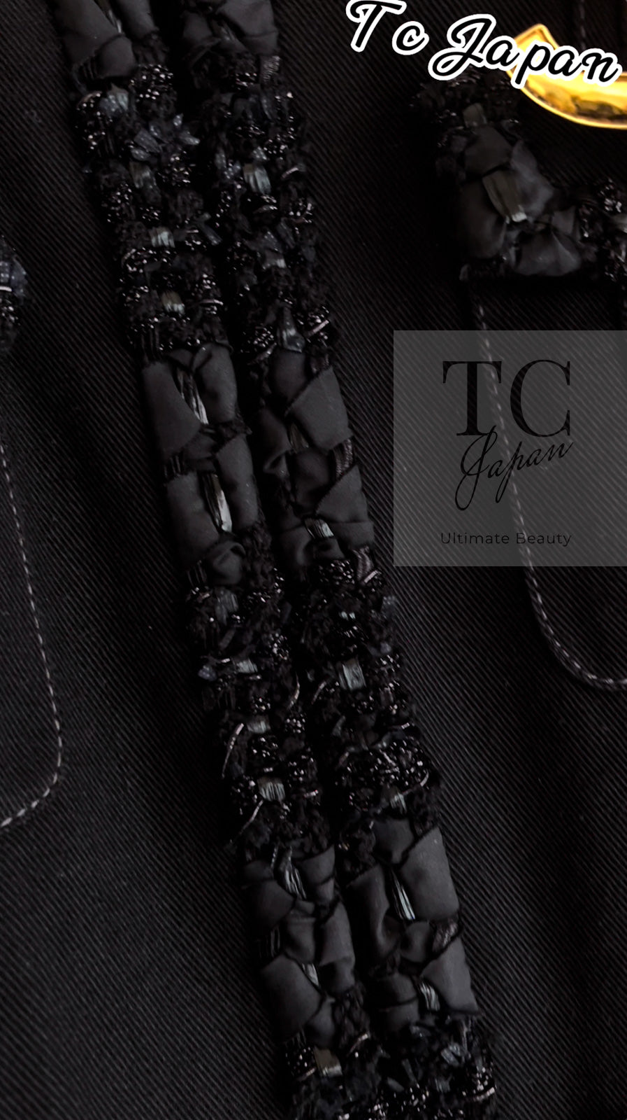 CHANEL 17C Black Cotton Denim Collarless Jacket 36 シャネル ブラック コットン デニム ノーカラー ジャケット 即発