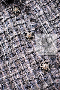 CHANEL 10S Gray Pearl Button Tweed Jacket 34 シャネル グレー パール ココボタン ツイード ジャケット 即発