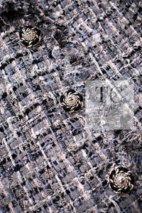 CHANEL 10S Gray Pearl Button Tweed Jacket 34 シャネル グレー パール ココボタン ツイード ジャケット 即発