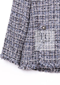 CHANEL 10S Gray Pearl Button Tweed Jacket 34 シャネル グレー パール ココボタン ツイード ジャケット 即発