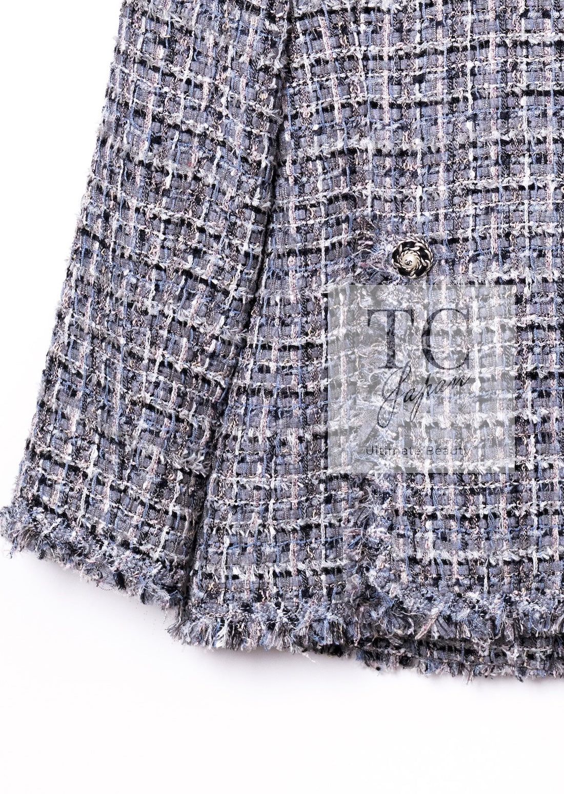 CHANEL 10S Gray Pearl Button Tweed Jacket 34 シャネル グレー パール ココボタン ツイード ジャケット 即発