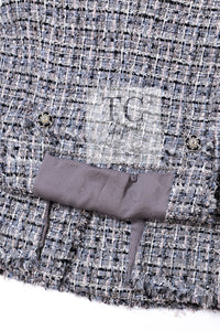CHANEL 10S Gray Pearl Button Tweed Jacket 34 シャネル グレー パール ココボタン ツイード ジャケット 即発