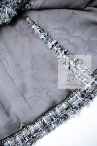 CHANEL 10S Gray Pearl Button Tweed Jacket 34 シャネル グレー パール ココボタン ツイード ジャケット 即発