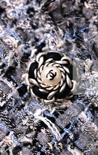 CHANEL 10S Gray Pearl Button Tweed Jacket 34 シャネル グレー パール ココボタン ツイード ジャケット 即発