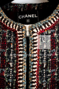 CHANEL 15A Maroon Wine Red Braid Trimming Wool Tweed Jacket Skirt Suit 42 44 シャネル ワインレッド ブレイドトリミング ウール ツイード ジャケット スカート スーツ 即発