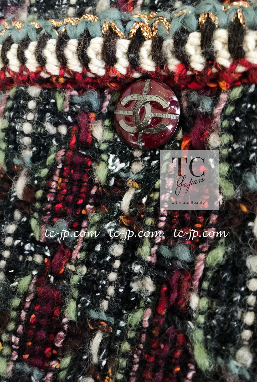 CHANEL 15A Maroon Wine Red Braid Trimming Wool Tweed Jacket Skirt Suit 42 44 シャネル ワインレッド ブレイドトリミング ウール ツイード ジャケット スカート スーツ 即発